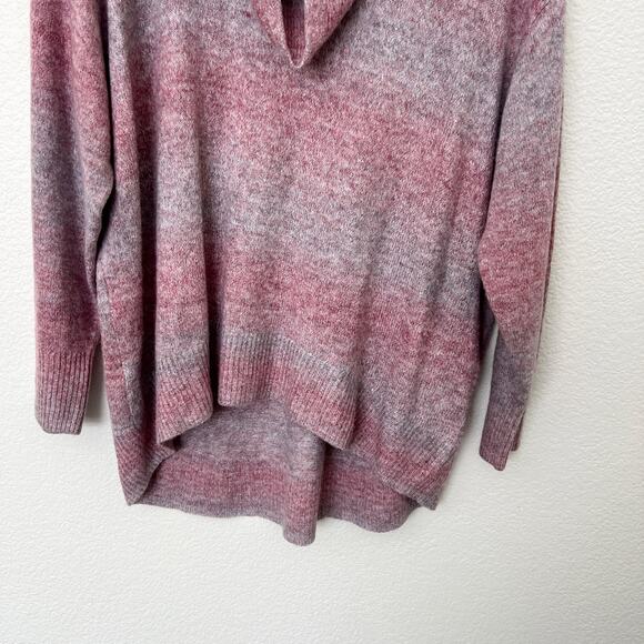 [American Eagle] Ombre Striped Oversized Purple Red Cowl Neck Sweater Sz Small S - Picture 9 of 11